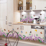 Green Leaves Flowers Pattern Sticker Living Room Bedroom Backdrop Wall Decorative Decal(AY756)