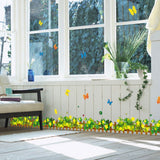Green Leaves Flowers Pattern Sticker Living Room Bedroom Backdrop Wall Decorative Decal(AY926) In Australia - Darrahopens