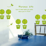 Potted Plant Self adhesive Removable Decorative Wall Sticker for Home Office Decor