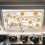 Winter Snowflake Self adhesive Removable Decorative Sticker for Home Office(Golden)