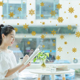 Winter Snowflake Self adhesive Removable Decorative Sticker for Home Office(Golden)