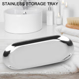 Nordic Style Stainless Storage Tray Cosmetics Jewelry Cake Plate for Office Desks(Silver S)