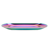 Nordic Style Stainless Storage Tray Cosmetics Jewelry Cake Plate for Office Desks(Rainbow S)