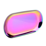 Nordic Style Stainless Storage Tray Cosmetics Jewelry Cake Plate for Office Desks(Rainbow L)