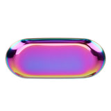 Nordic Style Stainless Storage Tray Cosmetics Jewelry Cake Plate for Office Desks(Rainbow L)