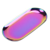 Nordic Style Stainless Storage Tray Cosmetics Jewelry Cake Plate for Office Desks(Rainbow L)
