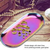 Nordic Style Stainless Storage Tray Cosmetics Jewelry Cake Plate for Office Desks(Rainbow L)