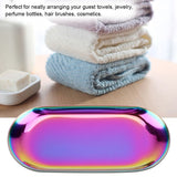 Nordic Style Stainless Storage Tray Cosmetics Jewelry Cake Plate for Office Desks(Rainbow L)