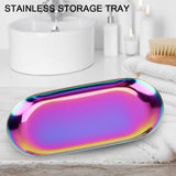 Nordic Style Stainless Storage Tray Cosmetics Jewelry Cake Plate for Office Desks(Rainbow L)