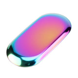 Nordic Style Stainless Storage Tray Cosmetics Jewelry Cake Plate for Office Desks(Rainbow L)