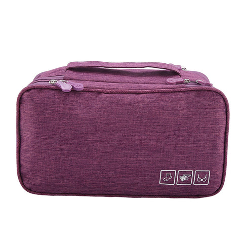 Portable Travel Storage Organizer Waterproof Underwear Bra Socks Bag USB Case(Purple) In Australia - Darrahopens