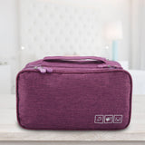 Portable Travel Storage Organizer Waterproof Underwear Bra Socks Bag USB Case(Purple)