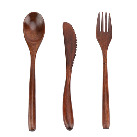 Japanese Style Reusable Bamboo Dinnerware Set Tableware Kit (Knife Fork Spoon Only) In Australia - Darrahopens