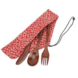 Japanese Style Reusable Bamboo Dinnerware Set Tableware Kit (Red Storage Bag Only) In Australia - Darrahopens