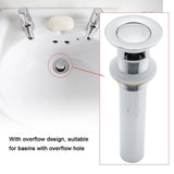 G1-1/4" Brass Bathroom Basin Sink Pop Up Drain Assembly with Overflow (Silver Chrome)