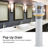 G1-1/4" Brass Bathroom Basin Sink Pop Up Drain Assembly with Overflow (Silver Chrome)