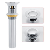 G1-1/4" Brass Bathroom Basin Sink Pop Up Drain Assembly with Overflow (Silver Chrome)