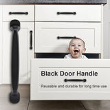 Sturdy Durable Black Door Handle for Cabinet Wardrobe Drawer Cupboard(2#)