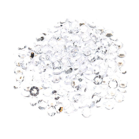 500pcs 10mm DIY Transparent Pointed Acrylic Diamond Gems for Wedding Party (White)