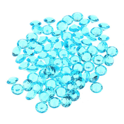 500pcs 10mm DIY Transparent Pointed Acrylic Diamond Gems for Wedding Party (Blue)