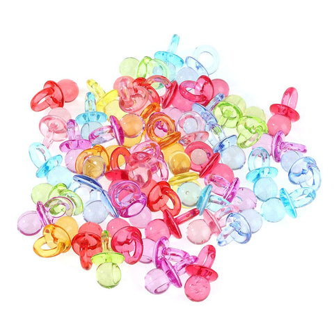 50pcs Acrylic Baby Pacifiers Baby Shower Decoration Table Scatter (Transparent Mixed Color)