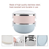 Portable Stainless Steel Lunch Box Container Bento Box Food Container (2 Layers 1400ml)