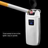 Dual Arc Touch Sensor USB Rechargeable Portable Electric Windproof Cigarette Lighter (Silver)
