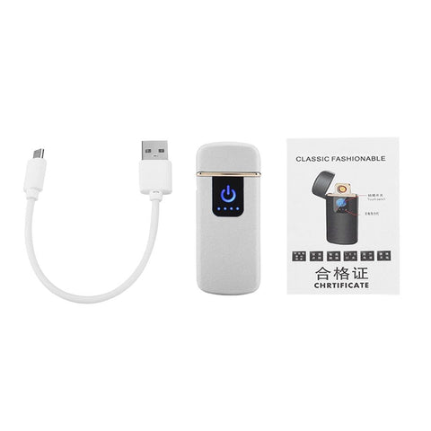 Rechargeable USB Windproof Flameless Electric Lighter Dual Arc Cigarette Sliver