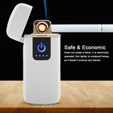 Rechargeable USB Windproof Flameless Electric Lighter Dual Arc Cigarette Sliver