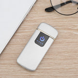 Rechargeable USB Windproof Flameless Electric Lighter Dual Arc Cigarette Sliver
