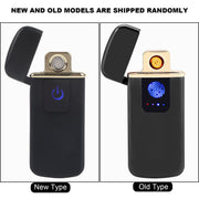 USB Rechargeable Touch Sensor Electric Windproof Cigarette Lighter Electricity Display (Black)
