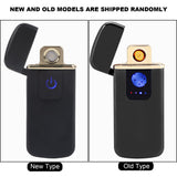USB Rechargeable Touch Sensor Electric Windproof Cigarette Lighter Electricity Display (Black)