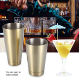 Stainless Steel Sturdy Durable Cocktail Cup Shaker Bar Home Kitchen Tool(Titanium Golden)