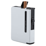2 in 1 Metal Cigarette Case with Gas Charging Windproof Cigarette Lighter (White)
