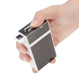 Multifunctional Metal Lightweight Portable Rechargeable Cigarette Lighter Case(Black)