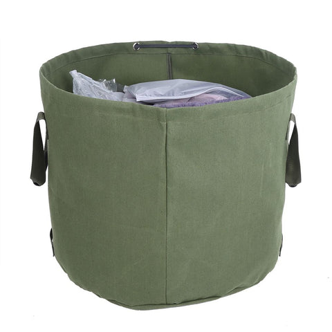 Portable Waterproof Reusable Canvas Garden Lawn Leaf Trash Waste Bag Container Storage Tote