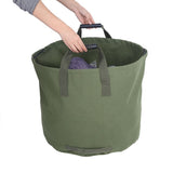 Portable Waterproof Reusable Canvas Garden Lawn Leaf Trash Waste Bag Container Storage Tote
