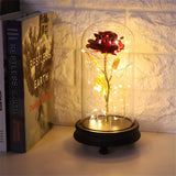 24K Gold Plated Rose Flower LED Light with Glass Cover Base Valentines'Day Wedding Gift Red In Australia - Darrahopens
