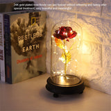 24K Gold Plated Rose Flower LED Light with Glass Cover Base Valentines'Day Wedding Gift Red In Australia - Darrahopens