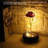 24K Gold Plated Rose Flower LED Light with Glass Cover Base Valentines'Day Wedding Gift Red In Australia - Darrahopens
