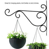 Iron Plant Hanger Wall Hanging Bracket Flower Hook for Home Garden Decoration 30*21cm(Black)