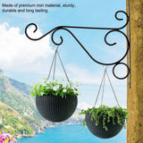 Iron Plant Hanger Wall Hanging Bracket Flower Hook for Home Garden Decoration 30*21cm(Black)
