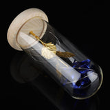 Preserved Rose Flower LED Light with Glass Cover Wooden Base Valentines'Day Wedding Blue