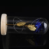 Preserved Rose Flower LED Light with Glass Cover Wooden Base Valentines'Day Wedding Blue