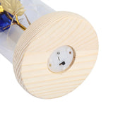 Preserved Rose Flower LED Light with Glass Cover Wooden Base Valentines'Day Wedding Blue
