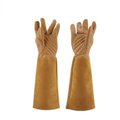 Rose Pruning Gardening Leather Gloves Wearproof Puncture Proof Long Work Glove(Brown M) In Australia - Darrahopens
