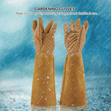 Rose Pruning Gardening Leather Gloves Wearproof Puncture Proof Long Work Glove(Brown M)