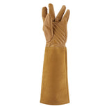 Rose Pruning Gardening Leather Gloves Wearproof Puncture Proof Long Work Glove(Brown M)