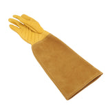 Rose Pruning Gardening Leather Gloves Wearproof Puncture Proof Long Work Glove(Yellow M) In Australia - Darrahopens