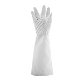 Rose Pruning Gardening Leather Gloves Wearproof Puncture Proof Long Work Glove(White M)
